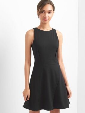 Gap Fit And Flare Faux Wrap Mini Dress Women 20 Black Plus Size